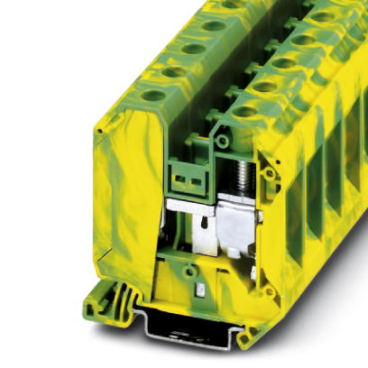 Phoenix Contact Ground - Feed-Through Terminal Block; UT 35-PE; 1-Level; #14 - #2; Screw Connection; Green-Yellow
